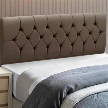 Imagem de Cabeceira Solteiro Estofada Madeira Madri, Veludo, Eucalipto, 12 Kg (Marrom)