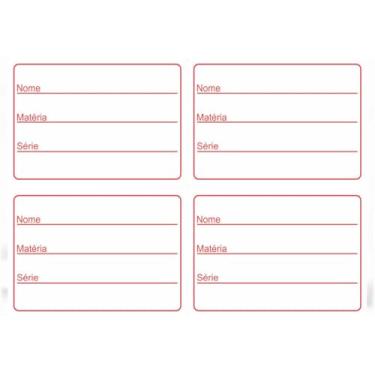 Imagem de Etiqueta Escolar Tarja Vermelha 40mm X 60 mm, Cartela com 08 Etiquetas, Grespan