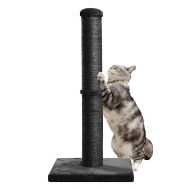 Imagem de Poste arranhador para gatos Karolpar de 86 cm com corda de sisal natural 10 cm de diâmetro grande para gatos internos preto