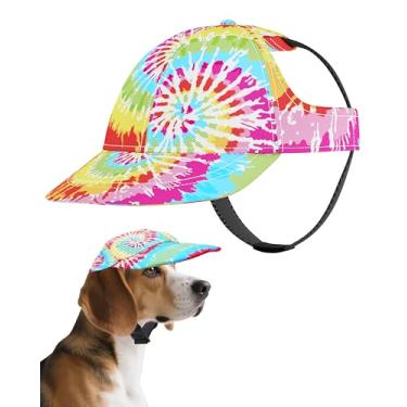 Imagem de PET SHOW Boné de beisebol para cães tie dye viseira para cães médios e grandes chapéus de sol para animais de estimação com orifícios de orelha fivela ajustável verão menino menina chapéu de cachorro