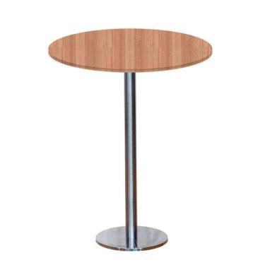 Imagem de Mesa Pisa Beta Bistrô Fratini 107,50cm (a) Disco Redondo Inox Tampo Mdp Redondo Noce Nat 80cm (l)