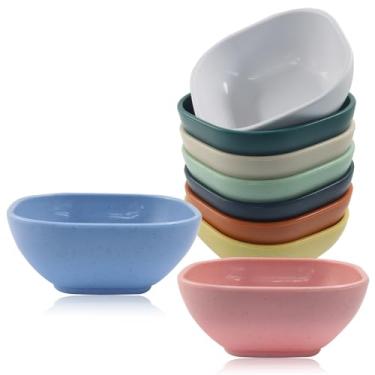 Imagem de Cionyce 10 unidades de pratos de molho de soja de palha de trigo, tigelas de sobremesa pequenas de 127 g, multicoloridas, inquebráveis, pequenas tigelas para molho, acompanhamentos, lanches, frutas