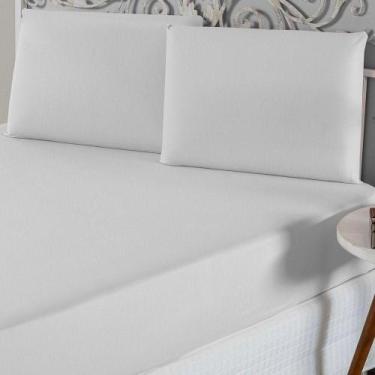 Imagem de Jogo De Lençol Queen Malha 100% Algodão 3 Peças - Branco - Casa Modelo