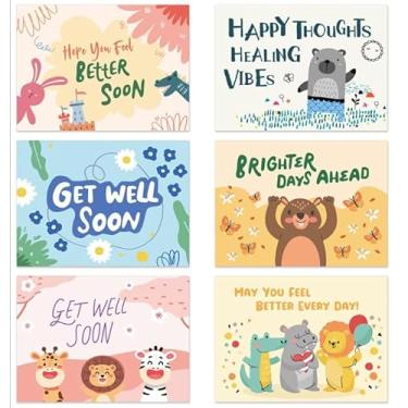 Imagem de BIROYAL 12 cartões Get Well para crianças com envelopes e adesivos