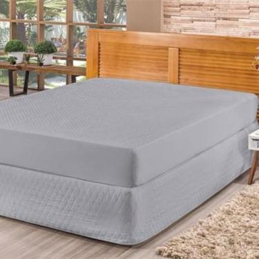 Imagem de Capa Protetor de Colchão Casal Box 40cm Impermeável Com Elástico (CINZA)