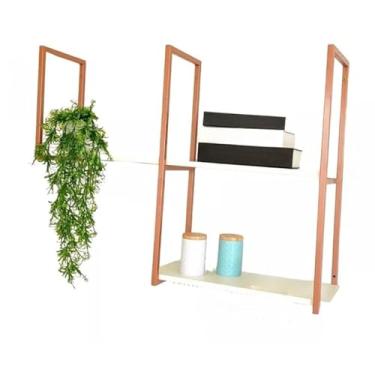 Imagem de kit prateleira estilo industrial 1mt por 70cm-Aplicação quarto, decoração da sala de estar(Rose Gold)