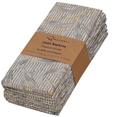 Imagem de RUVANTI Conjunto De 6 Guardanapos Pano 100% Algodão, 45X45 Cm, Laváveis, Macios E Absorventes. Para Festas, Natal, Ação Graças, Casamentos Jantares - Leafy