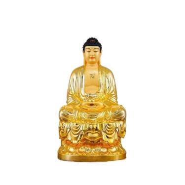 Imagem de Estátua de Feng Shui Estátua de Buda de latão para sala de estar, hall de entrada, decoração de Feng Shui, ornamentos de adoração Zen Decoração de Buda(Grande)