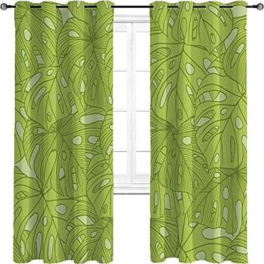 Imagem de Cortinas blackout de palmeira para quarto - isolamento térmico, economia de energia e redução de ruído, tratamento de sombreamento completo cortina de isolamento de cozinha, L 203 x C 182 cm,