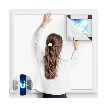 Imagem de Capa de janela blackout magnética, cortinas blackout portáteis de 137 cm x 147 cm para quarto, cortinas blackout sem perfuração e persianas blackout, persianas temporárias pretas para película de