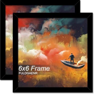 Imagem de FULDGAENR Conjunto de 2 porta-retratos 15 x 15 cm, molduras pretas para certificado de pôster fotográfico de 15 x 15 cm, moldura de parede/mesa de alta transparência com visor vertical horizontal