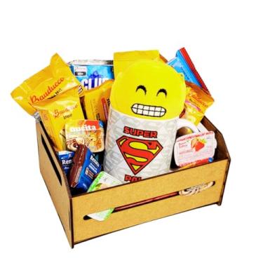 Imagem de Cesta De Café da Manhã Presente Aniversarios, Dia dos Pais, Com Cesta em MDF e Caneca (Super Pai)