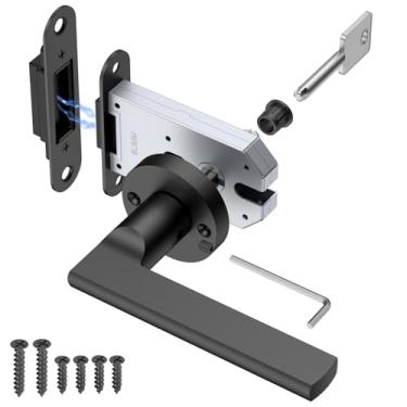 Imagem de Lipshome Fechadura magnética invisível com trava automática - design oculto de um lado, alça oculta e mini fechadura, liga de alumínio para portas de estante/portas invisíveis/salas secretas (1, preto