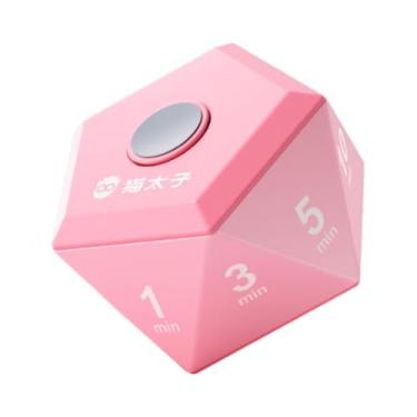 Imagem de Bothyi Temporizador de cubo infantil USB recarregável 6,5x6,5x4,2 cm, cronometragem personalizada portátil para cozinha, cozinha, multiuso, estudo, Rosa