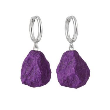 Imagem de Brinco de Argola Purpurita - Cristal Natural, Prata 925