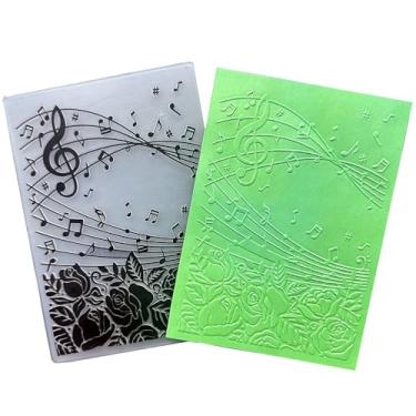 Imagem de Arbuya Pastas de gravação de plástico com notas musicais para fazer cartões, rosas, textura meloia, pasta de gravação para scrapbooking, papel, artesanato, decoração de casa