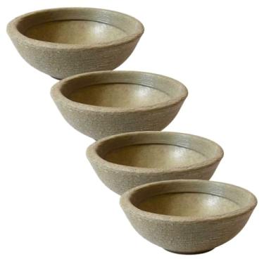 Imagem de vaso para plantas e flores mini cuia bacia 22cm cactos suculentas decoração (Bege, 4 unidades)