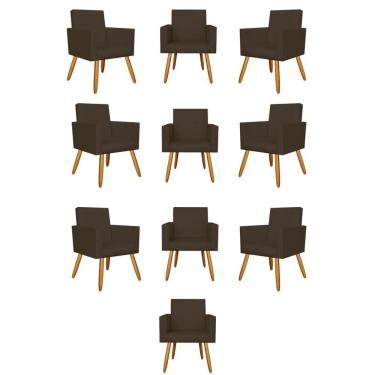 Imagem de Kit 10 Poltronas Escritório Courino Marrom