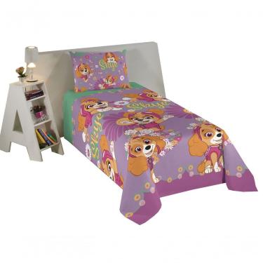 Imagem de Jogo De Cama Infantil Lepper Patrulha Canina Menina Solteiro 2 Peças Microfibra Lilás