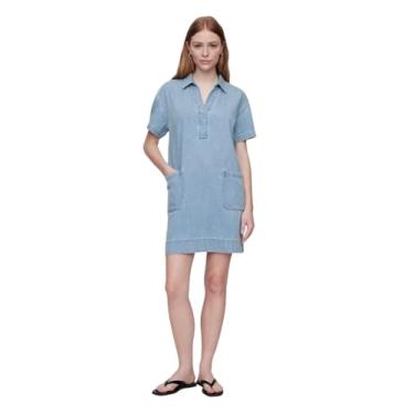 Imagem de GAP Minivestido feminino jeans popover, Lavagem leve, P