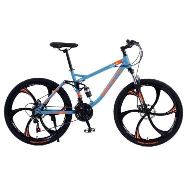 Imagem de Bicicleta Aro 26 Bike Roda Magnésio Terra Viva 21 Marchas Aço Carbono Azul Laranja Wct Fitness