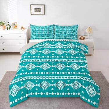 Imagem de Erosebridal Conjunto de edredom asteca ocidental, tamanho casal, boêmio, para quarto de meninos, meninas, mulheres, homens, edredom tribal exótico, colcha geométrica de casa de fazenda do sudoeste