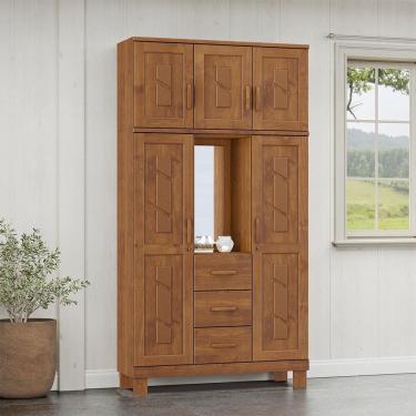 Imagem de Guarda Roupa Capelinha Bipartido 5 Portas 3 Gavetas Linha Cobre 1273C Castanho Finestra