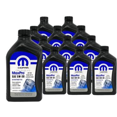 Imagem de Caixa com 12 Óleo MOPAR MaxPro 5w30 Sintético Para Motores Gasolina, E