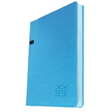 Imagem de Agenda 2024-2025, agenda mensal semanal de julho de 2024 a dezembro de 2025 [agenda de 18 meses], papel grosso + alça para caneta + bolso + abas mensais, 21 cm x 14,5 cm (24 a 25 azul celeste)