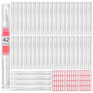 Imagem de Beaufun Caneta De Óleo Para Cutícula Vazia Com 42 Peças, 3 Adesivos, Aplicadores Transparentes Ml, Tubo Gloss Labial, Recipiente Cosmético, Líquido Crescimento Cílios