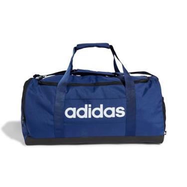 Imagem de adidas Bolsa esportiva linear unissex Essentials, azul escuro/branco, M, Azul escuro/branco, M