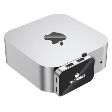 Imagem de THANDBLE Base e hub Mac mini M4, mini hub 6 em 1 para Mac com 2 portas USB-A 2 x USB-C 10 Gbps 3.2 Gen2, leitor de cartão SD/TF 170 m/s, suporte de transferência de dados de alta velocidade para
