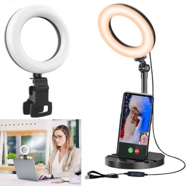 Imagem de Amcuke Anel De Luz Mesa Com Suporte, Clipe, 10 W, 3000 K-6500 K, Regulável, Para Viagem, Celular, Selfie, Laptop, Zoom, Vídeo, Maquiagem, Vlog, Tiktok, Transmissão Ao Vivo