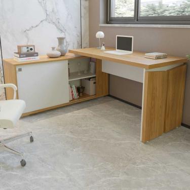 Imagem de Mesa Escrivaninha Smart 1 Porta 2 Prateleiras Olmo/Branco - Artany Móveis