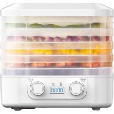 Imagem de Desidratadores De Alimentos Para Carne Seca, Desidratador De Frutas De 5 Bandejas Stakable, Máquina Desidratadora Sem Bpa, Controles De Temperatura Ajustáveis Secador De Alimentos P, White