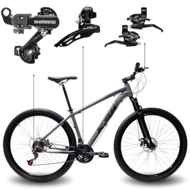 Imagem de Bicicleta Aro 29 KSW 21 Marchas Quadro Alumínio Cabeamento Interno Freio Mecânico Câmbios SH Tourney MTB (Grafite, 15)