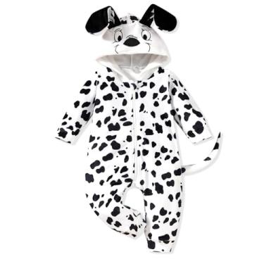 Imagem de Macacão para bebês de 18 a 24 meses com estampa de dálmata e cachorro com capuz para bebês meninos e meninas com capuz para Halloween e Natal