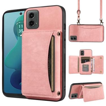 Imagem de Capa de telefone para Motorola Moto G 5G 2024 capa carteira com alça de ombro transversal, suporte fino para cartão de crédito de couro PU, acessórios para celular, bolsa flip para celular G5G 5 G G5
