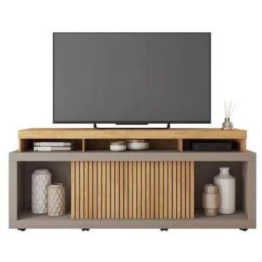 Imagem de Rack Ripado Tv Até 70 Polegadas 2 Portas Correr  Aegon  Buriti / Fendi