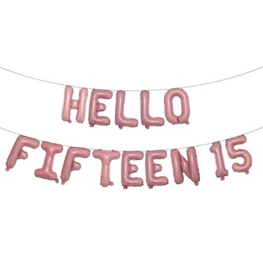 Imagem de Decorações de aniversário de 15 anos para meninas 15º aniversário Hello Fifteen Birthday Party Supplies Número 15 Balões Kit de festa de aniversário de 15 anos para sua menina (HELLO FIFTEEN 15 Pink)