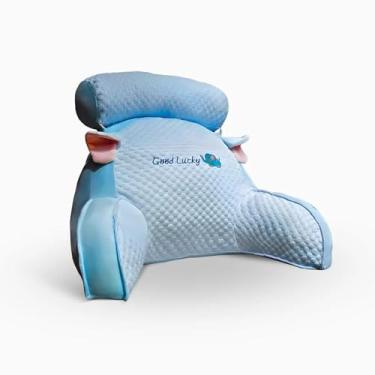 Imagem de Travesseiro Multifuncional de Apoio, Design Ergonômico, 60 x 45 x 20 cm, Rosa, com Capa Removível de Algodão (Azul)