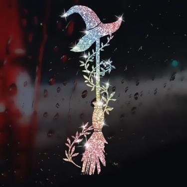 Imagem de Adesivo decalque de carro bruxa de vassoura brilhante autoadesivo PVC brilhante para carros, caminhões, motocicletas capa de porta multi adesivo decorativo (colorido)