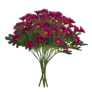 Imagem de XZJMY Margarida artificial para decoração de verão e outono, 4 pacotes de flores artificiais de margarida, flores de seda falsas para casa, jardim, vaso de outono, decoração de Ação de Graças