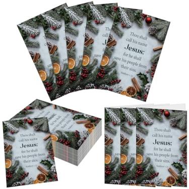 Imagem de Fullhawl 100 peças de boletins de igreja de Natal a granel 21,6 cm x 28 cm papel Natal Jesus adoração boletins bíblia escola material de estudo, Jesus Cristo veio ao mundo para salvar pecadores