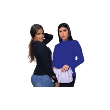 Imagem de Kit 2 Un. Camisas Social Feminina Manga Longa Com Fechamento Em Botões