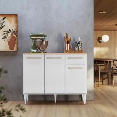 Imagem de Balcão Mariah para Cozinha Multiuso com 3 Portas e 1 Gaveta Moderno - 