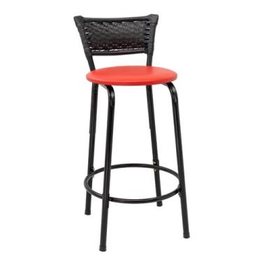 Imagem de Banqueta Para Bancada 60cm Preta Junco Preto Balcão Ilha Bistrô Bar Co