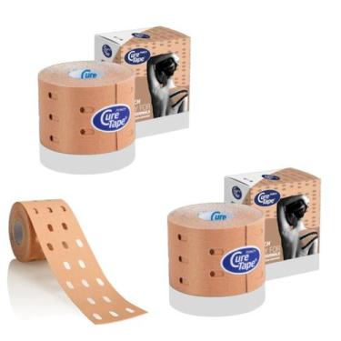 Imagem de Kit 2 Rolos Bandagem CureTape Tipo Kinesio Taping para Fisioterapia e 