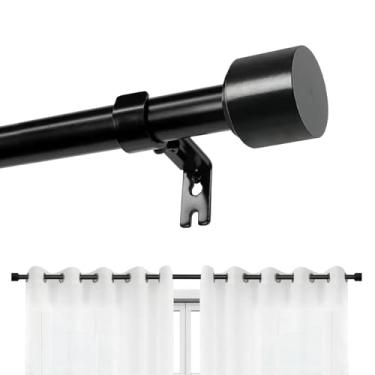 Imagem de Varão de Cortina Trilho de cortina ajustável silencioso Preto com haste romana de 46-366 cm de diâmetro e 25 mm Preto 168-305 cm / 66-120 polegadas