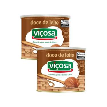 Imagem de Kit 2 Unidades Doce de Leite Viçosa 800g  Lata Grande Premium Cremoso 
